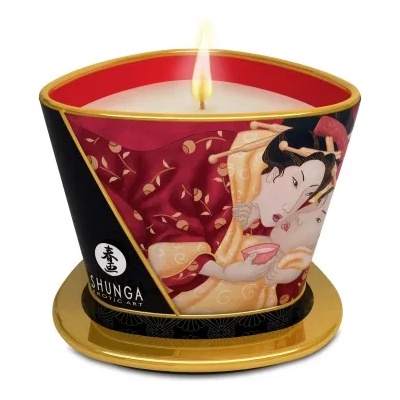 Shunga Масажна свещ с аромат на ягодово шампанско Shunga Romance
