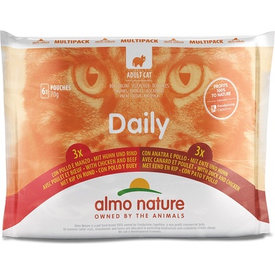 Almo Nature Cat Daily Menu Mix kuřecí a hovězí kachní a kuřecí 6 x 70 g