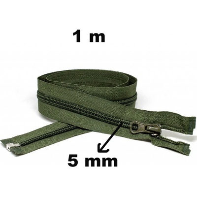 Zip spirálový Dělitelný Khaki 5 mm délka 100 cm