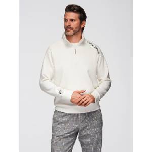Ombre Clothing Мъжки суитшърт с висока яка и контрастен печат - екрю V2 OM-SSZP-0211 Ombre Clothing Ombre Clothing | Bezhov | МЪЖЕ | S