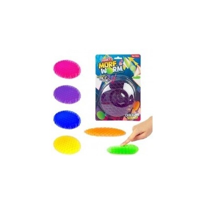 Fidget worm měnící tvar antistresový plast 13cm 6 barev na kartě