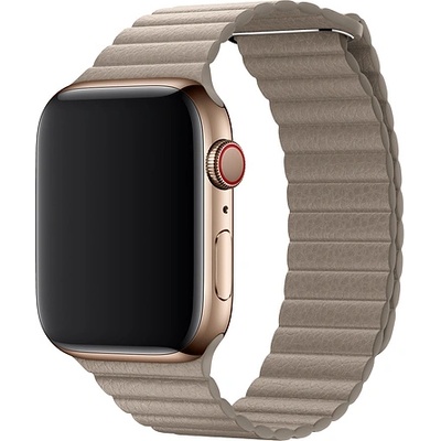 Apple Оригинална кожена каишка от естествена кожа за Apple Watch 42мм, 44мм, 45мм, 46мм, Ultra, Ultra 2, Ultra 3 49мм - Apple Leather Link Band L Stone (MTHD2AM/A)