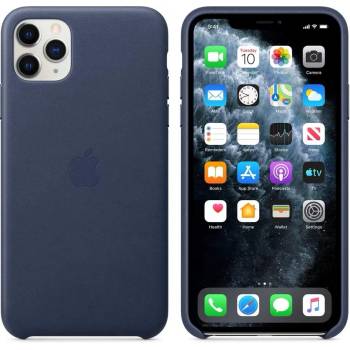 Apple iPhone Leather Case - оригинален кожен кейс (естествена кожа) за iPhone 11 Pro Max (тъмносин)