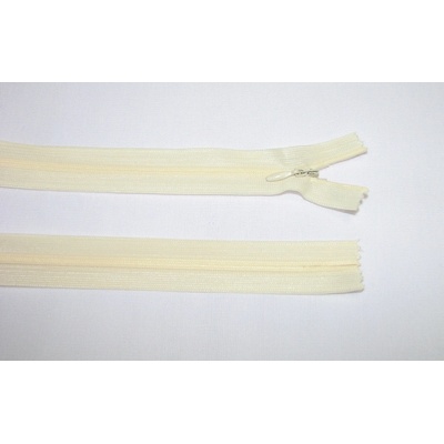Zips krytý 3mm smotanová nedeliteľný 50cm dederon