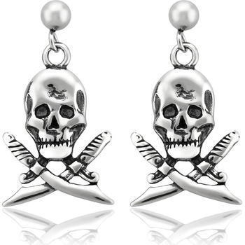 Sam's Artisans náušnice visiace pirátska lebka chirurgická oceľ INM073