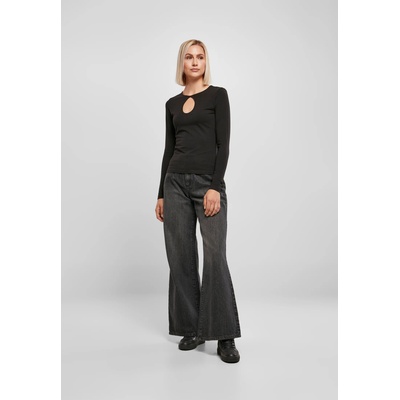 Urban Classics Дамска блуза с дълъг ръкав в черен цвят Ladies Organic KeyholeUB-TB4768-00007 - Черен, размер XS
