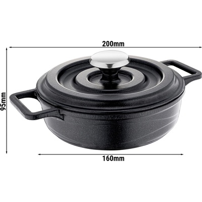 G.Gastro Pánev - tlakově litý hliník - 140 mm - Výška: 63 mm - Nepřilnavý povrch - se hliníkovým víkem - vhodné pro indukci - černá - D14159090