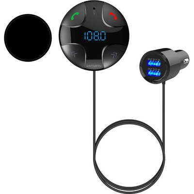 4smarts Bluetooth FM Transmitter - блутут FM трансмитер с поставка и зарядно за кола за мобилни устройства (черен)