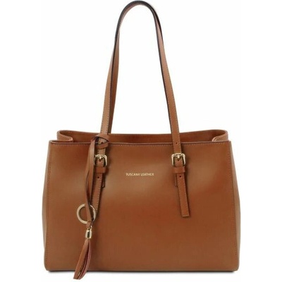 Tuscany Leather kožená shopper taška TL Bag Koňaková