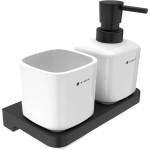 Nimco Maya - Дозатор за сапун и чаша с държач, бял/черен MAC 2905831K-T-90 (MAC 2905831K-T-90)