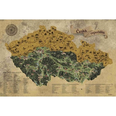 Giftio Stírací mapa Česká republika Deluxe XL, Zlatá