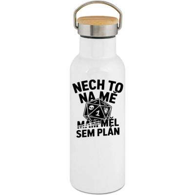 123TRIKO termoska Měl jsem plán, černý tisk 500 ml vtipné