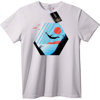 NOONEBRAND Тениска Водолаз на залез геометрия - 7XL, White