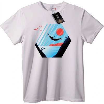 NOONEBRAND Тениска Водолаз на залез геометрия - 7XL, White