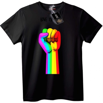 NOONEBRAND Тениска Любов е Дъга Юмрук - 4XL, Black