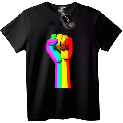 NOONEBRAND Тениска Любов е Дъга Юмрук - 4XL, Black