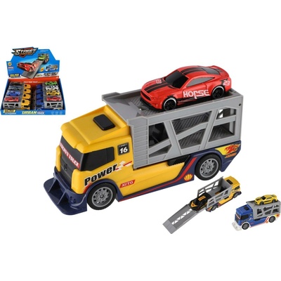 Teddies Auto kamion přepravník + auto plast 15cm na volný chod, 2 barvy