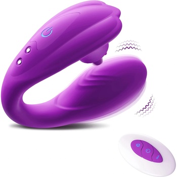 SuperLove Dual Stimulation Clitoral Tongue Vibrator with Remote Purple