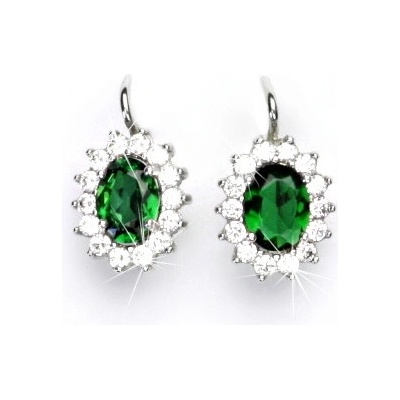 Čištín Zlaté náušnice Kate, bílé i žluté zlato, zirkon emerald a čiré zirkony - NK 1507