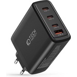Tech-Protect Захранване за ел. мрежа за лаптопи, смартфони и таблети с 3xUSB-C и 1xUSB-A изходи с технология за бързо зареждане - Tech-Protect GaN Fast Wall Charger 100W (черен) (THP2168)
