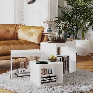 vidaXL Стифиращи маси, 3 бр, бели, ПДЧ (808576)