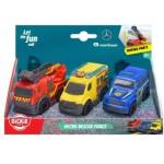 Dickie Toys Dickie: Micro Rescue Force - Аварийни автомобили, 1: 36, 3 бр