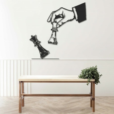 Elegantní dvoudílný obraz šachový design - ŠACHMAT| SENTOP 4113 PR0435 plywood
