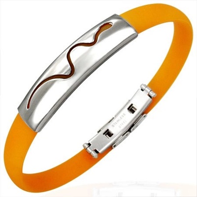 Šperky eshop oranžový gumový vlnící se had U3.18
