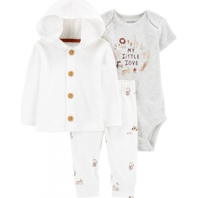 Carter's Set 3dílný body kr. rukáv cardigan tepláky White Safari neutrál – Zboží Dáma