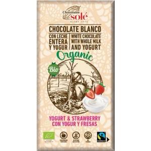 Chocolates Solé Шоколади Solé - Бял органичен шоколад с кисело мляко и ягоди