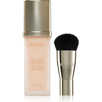 KIKO Milano Holiday Première 24h Lasting Foundation vodeodolný tekutý make-up so štetcom 01 Porcelain 28 ml