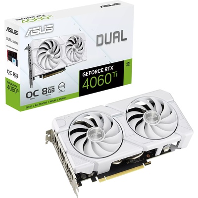 ASUS GeForce RTX 4060 Ti EVO White OC 8GB GDDR6 (DUAL-RTX4060TI-O8G-EVO-WHITE/90YV0J4B-M0NA00)