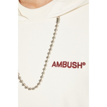 AMBUSH Памучен суичър AMBUSH Ballchain Hoodie в бежово с качулка с апликация BWBB001F24FLE0013128 (BWBB001F24FLE0013128)