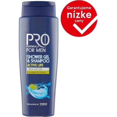 Tesco Pro Formula For men active life sprchový gél a šampón 400 ml