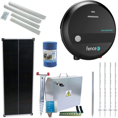 fencee Expert sada solární ohradník - Kompletní bezpečnostní schránka + 5J zdroj, panel 100 W, lanko 3 mm
