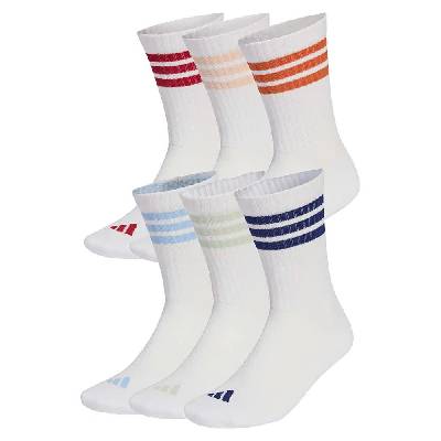 Чорапи Adidas 3 Stripes Essentials Cushioned crew socks 6 units - White (White / Active Maroon / Fox Orange / Dark Blue)