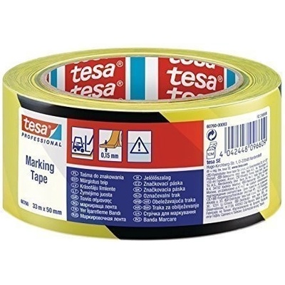 TESA 60760 Floor Marking Tape Black/Yellow Lepiaca páska