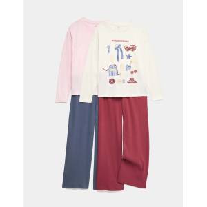 Marks & Spencer Пижамен комплект от чистo памук, 2 бр. (6-16 години) Marks & Spencer синя Marks & Spencer | Sin | Момичешки | 7-8 години