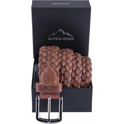Alpenleder BELT FLECHTWERK kožený opasek hnědá cognac