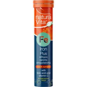 Natura Vita Iron plus Folic Acid & Vitamin C [20 ефервесцентни таблетки] Касис