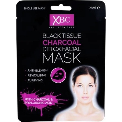 Xpel Body Care Black Tissue Charcoal Detox Facial Mask маска за лице с детоксициращ ефект 28 ml за жени