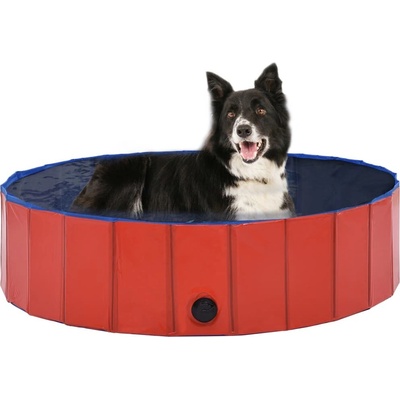 Vidaxl Skladací bazén pre psov PVC červený 120 x 30 cm