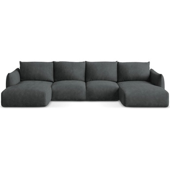 makamii Тъмносив шенилов сгъваем ъглов диван (U форма) Leila - Makamii (LEILA_UF_61_P1_C2)