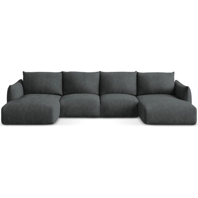 makamii Тъмносив шенилов сгъваем ъглов диван (U форма) Leila - Makamii (LEILA_UF_61_P1_C2)
