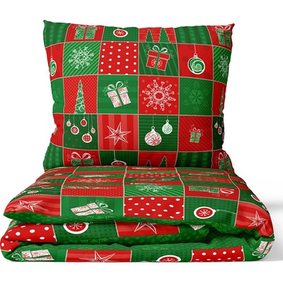 TipTrade bavlna obliečky motív Vianočný Patchwork 100% bavlna renforcé 70x90 140x200