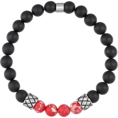 Manoki Pánský náramek Marco červený jaspis, onyx X-BA1030BR/19 Červená 19 cm