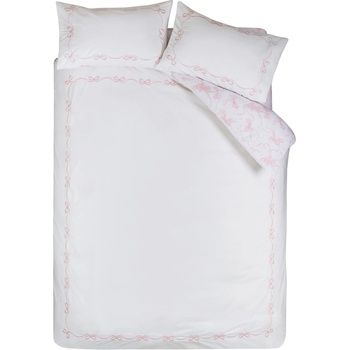 Catherine Lansfield Бяло двойно спално бельо 200x200 cm Bow Embroidery - Catherine Lansfield (BD/60655/W/DQS/WHP)