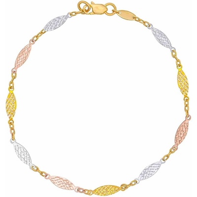 Silvego Zlatý náramek Etera ze žlutého, bílého a růžového zlata s broušenými články 3 mm FNN1965BGYWR