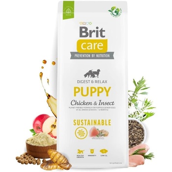 Brit Care Dog Sustainable Puppy/Junior Chicken&Insect - Супер премиум суха храна за подрастващи кученца от всички породи. С високоусвоим протеин от насекоми и пилешко месо 12 кг