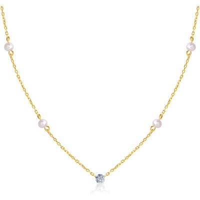 SAVICKI Колие Savicki: двуцветно злато. диаманти. перли
